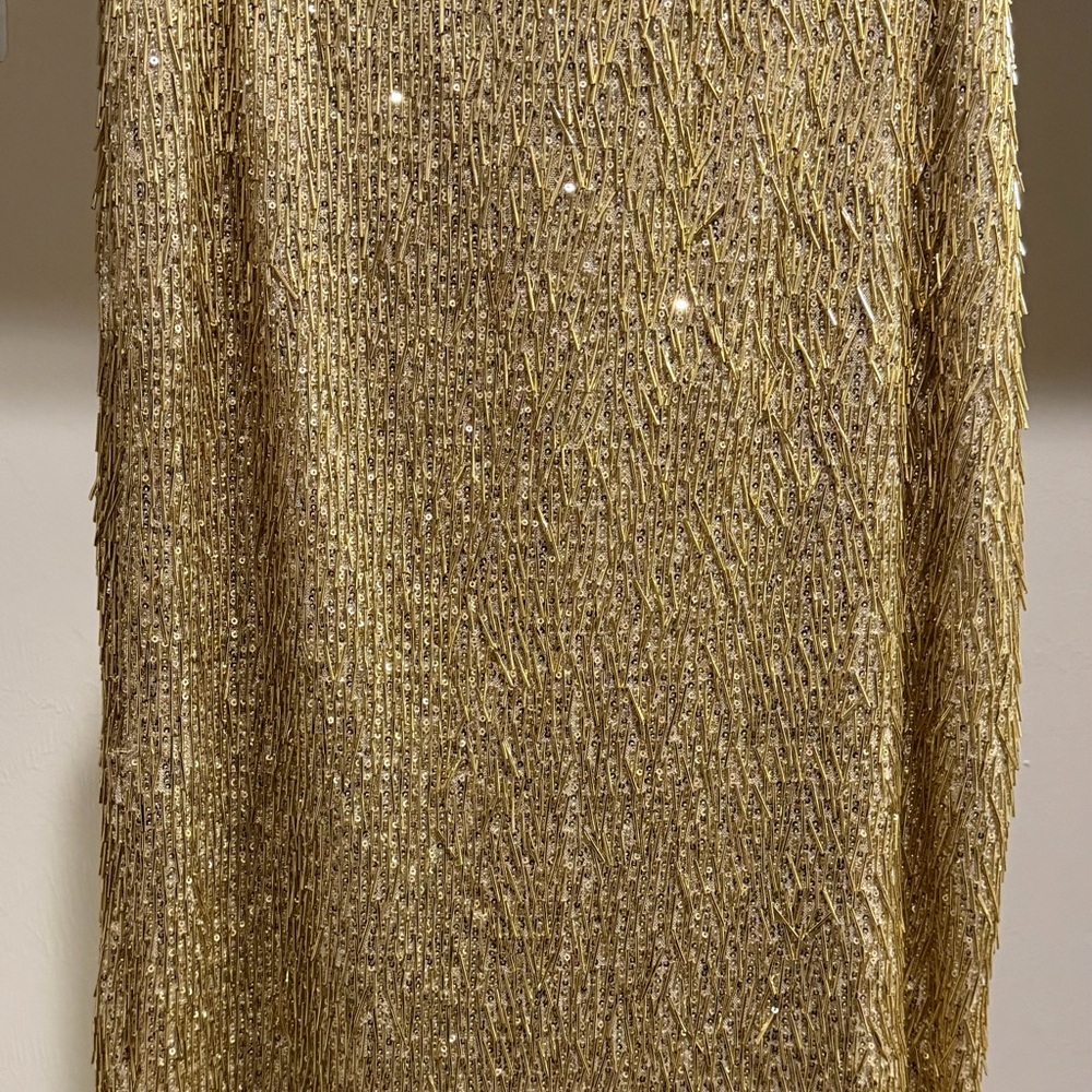 Ann Taylor Shimmering Gold Midi Skirt